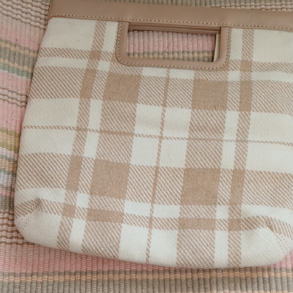Tan and Cream Totes with Plaid Design